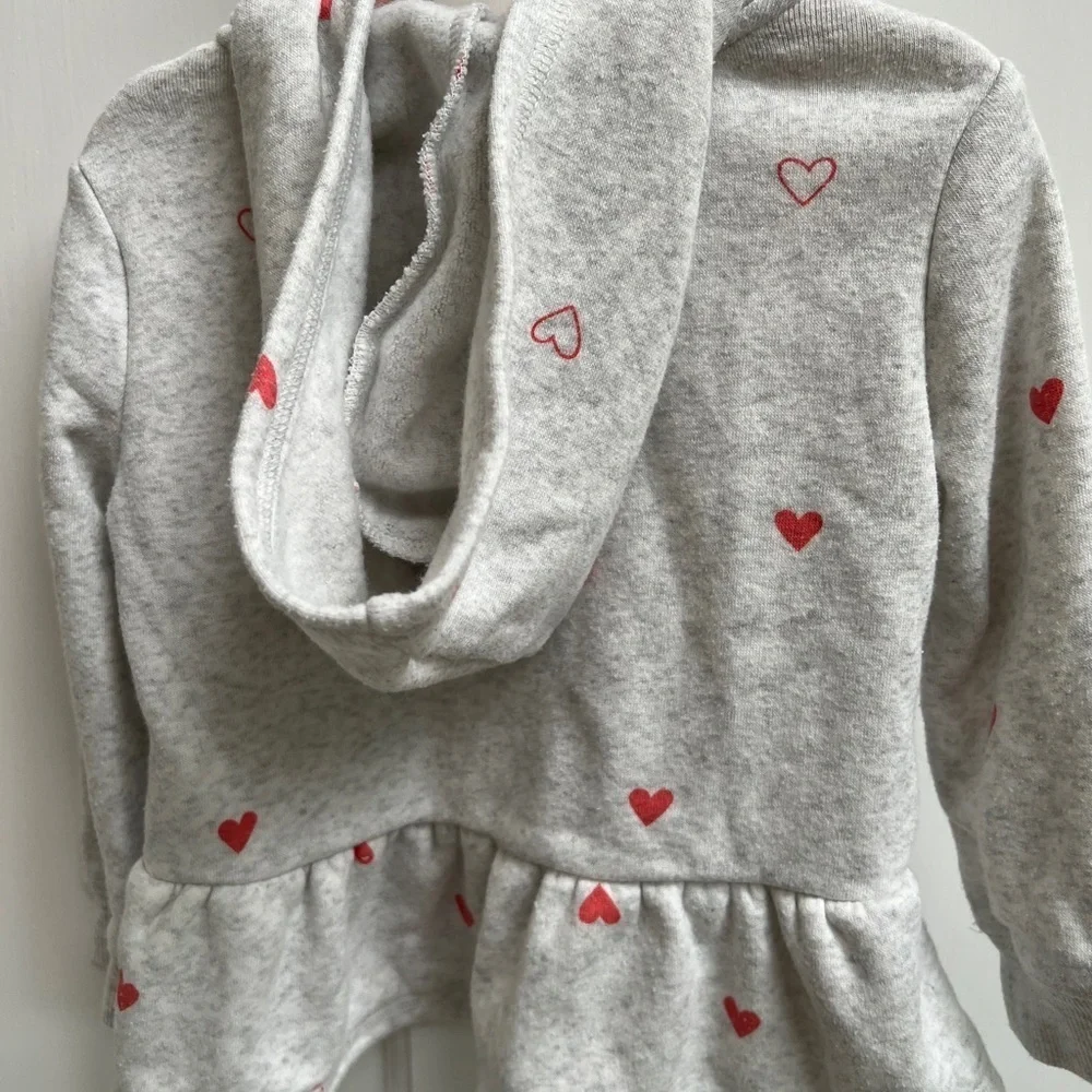 Oshkosh B’Gosh 18M Gray with Red Hearts Zip Up Valentine’s Day Hoodie